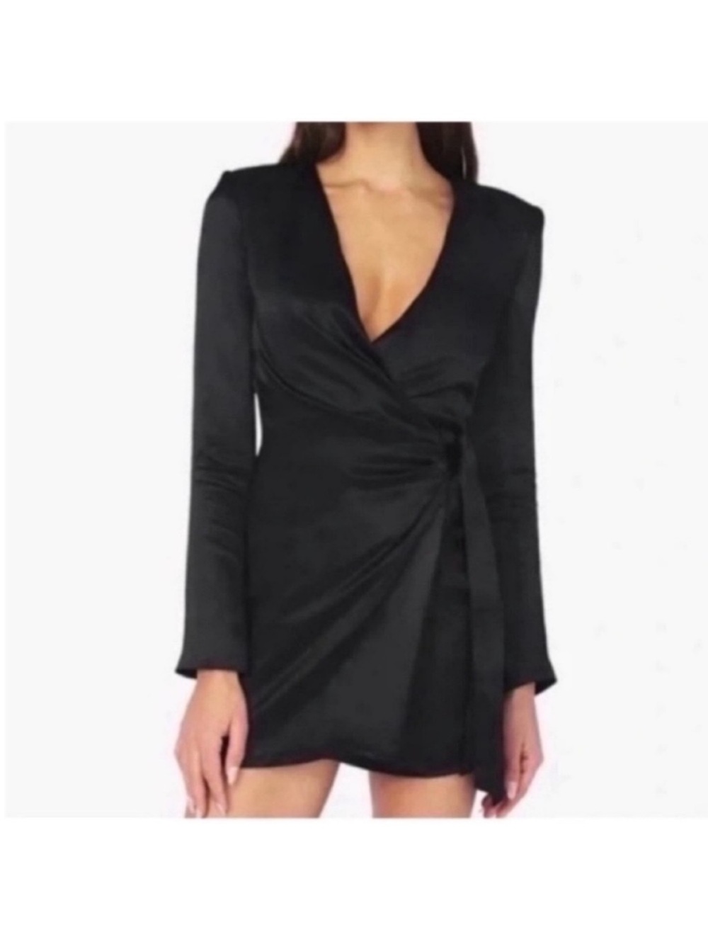 WeWoreWhat Black Cowl Neck Satin Mini Dress NWT size Large